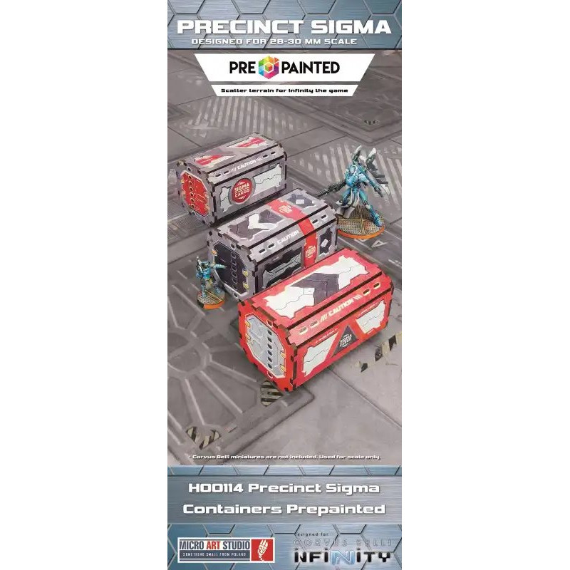 RSL Gaming AB | Precinct Sigma Containers (3) PREPAINTED (grey/red)