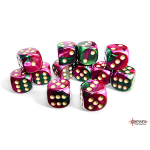RSL Gaming AB | Gemini 12mm d6 Blue-Gold/white Dice Block (36 dice)