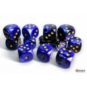 RSL Gaming AB | Gemini 16mm d6 Blue-Steel/white Dice Block (12 dice)