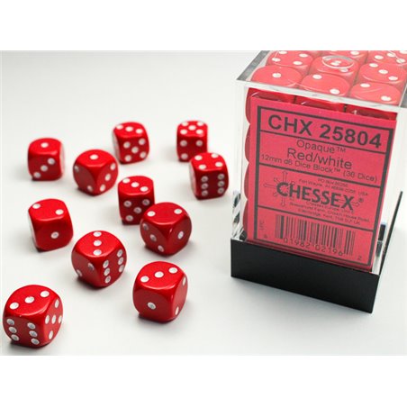 RSL Gaming AB | Opaque 12mm d6 Red/white Dice Block (36 dice)