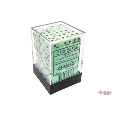 RSL Gaming AB | Opaque 12mm d6 Pastel Green/black Dice Block (36 dice)