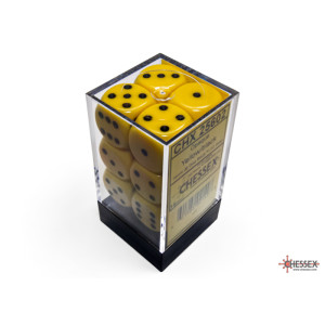 RSL Gaming AB | Opaque 16mm d6 Pastel Yellow/black Dice Block (12 dice)