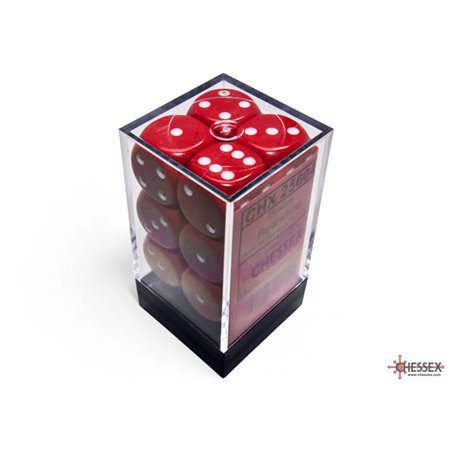 RSL Gaming AB | Opaque 16mm d6 Red/white Dice Block (12 dice)