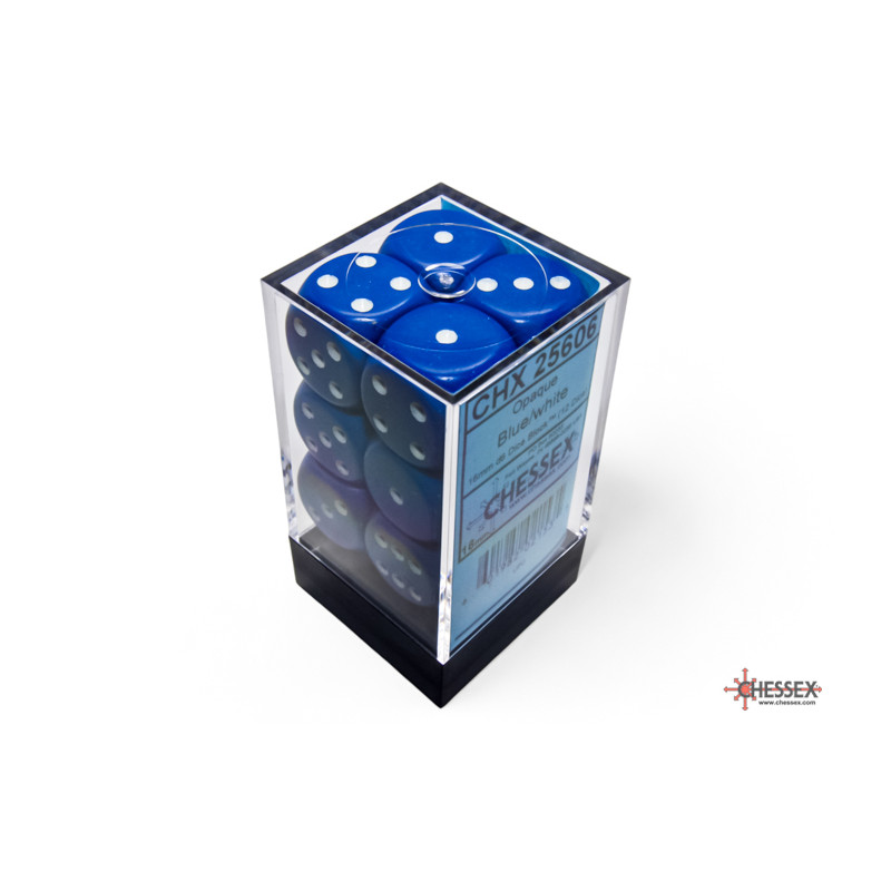 RSL Gaming AB | Opaque 16mm d6 Blue/white Dice Block (12 dice)