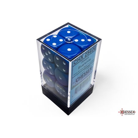 RSL Gaming AB | Opaque 16mm d6 Blue/white Dice Block (12 dice)