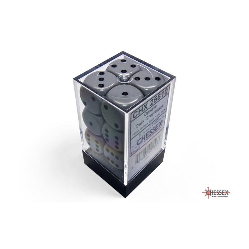 RSL Gaming AB | Opaque 16mm d6 Grey/white Dice Block (12 dice)