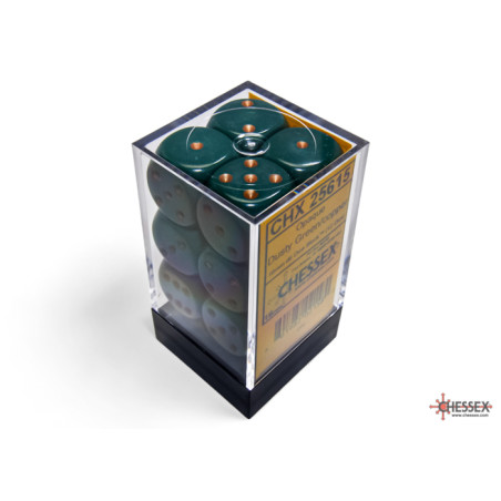RSL Gaming AB | Opaque 16mm d6 Dusty Green/Gold Dice Block (12 dice)