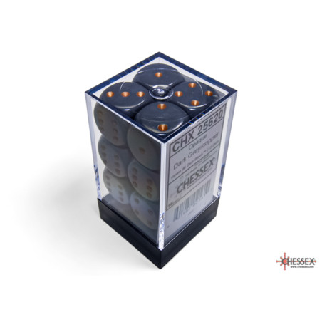 RSL Gaming AB | Opaque 16mm d6 Dark Grey/Copper Dice Block (12 dice)