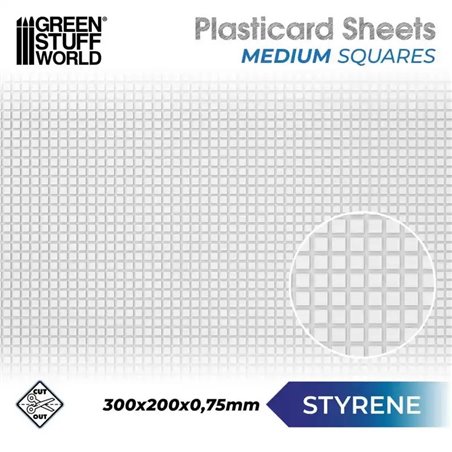 RSL Gaming AB | ABS Plasticard - MEDIUM SQUARES Textured Sheet - A4