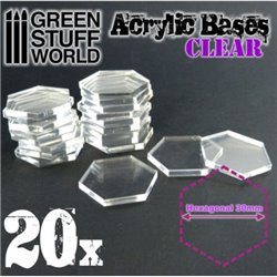 Acrylic Bases - Hexagonal 30 mm Clear