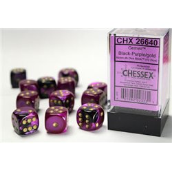 Gemini 16mm d6 Black-Purple w/gold Dice Block (12 dice)