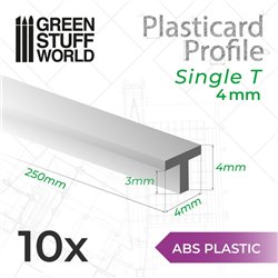 ABS Plasticard - T-Profile 4mm