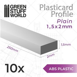 ABS Plasticard - Profile RECTANGLED ROD 1.5x2mm