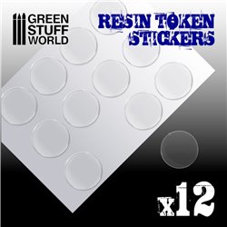 12x Resin Token Stickers 40mm 