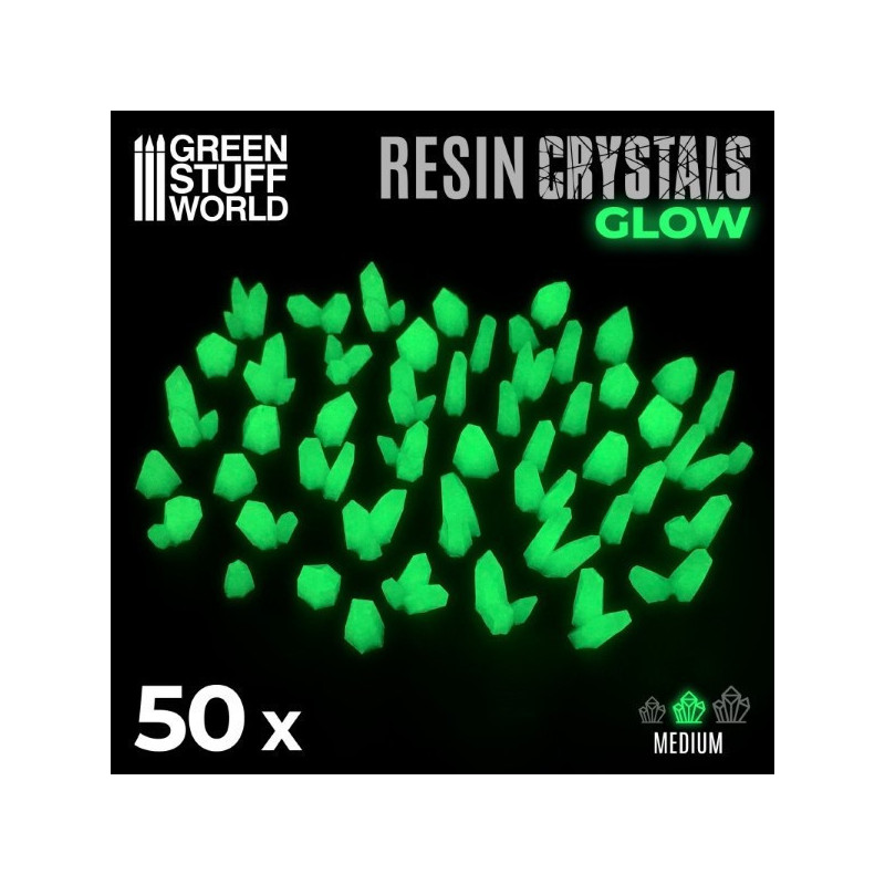 Green Glow Resin Crystals - Medium