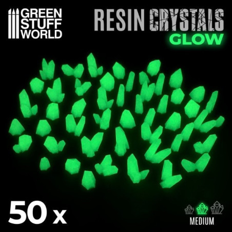Green Glow Resin Crystals - Medium
