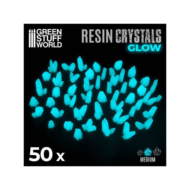 Aqua Turquoise Glow Resin Crystals - Medium