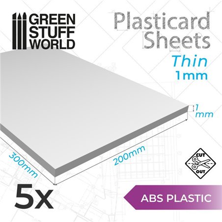 RSL Gaming AB | ABS Plasticard A4 - 1 mm COMBOx5 sheets