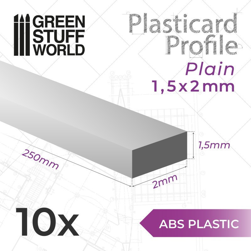 RSL Gaming AB | ABS Plasticard - Profile RECTANGLED ROD 1.5x2mm