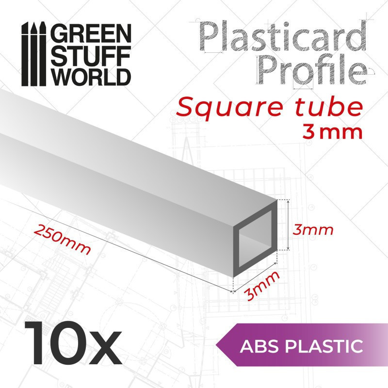 RSL Gaming AB | ABS Plasticard - Profile SQUARED TUBE 3 mm