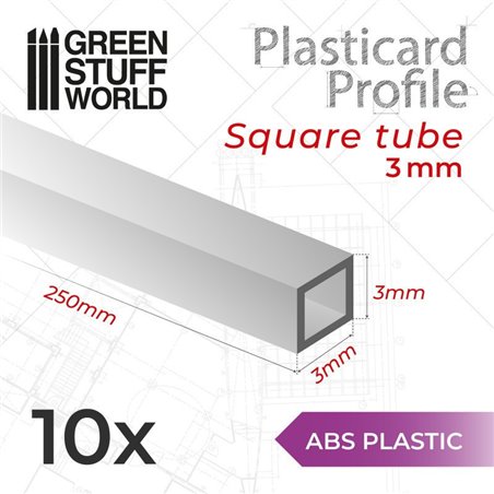 RSL Gaming AB | ABS Plasticard - Profile SQUARED TUBE 3 mm