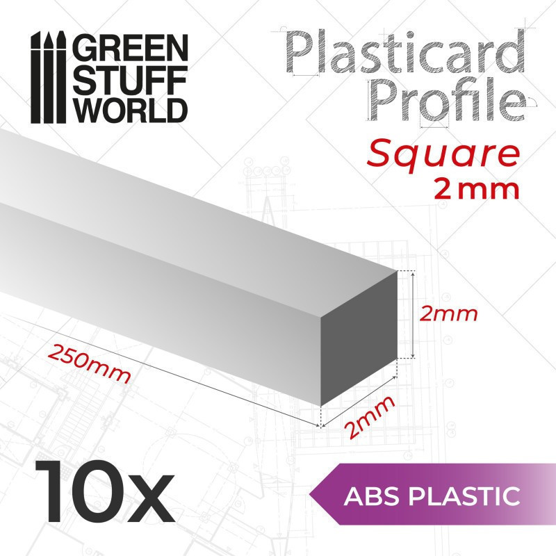 RSL Gaming AB | ABS Plasticard - Profile SQUARED ROD 2mm
