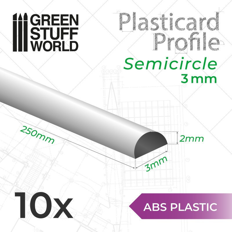RSL Gaming AB | ABS Plasticard - Profile SEMICIRCLE 3 mm