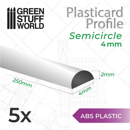 RSL Gaming AB | ABS Plasticard - Profile SEMICIRCLE 4mm
