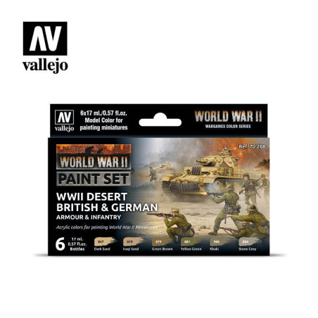WWII Desert British & German Armour & Infantry Paint Set