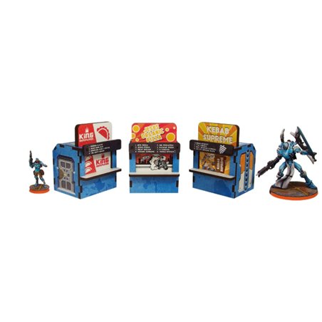 RSL Gaming AB | District 5 Food Booths (3) PREPAINTED (blue)