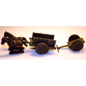 Hand-Cart and Cart with 2 Ponies