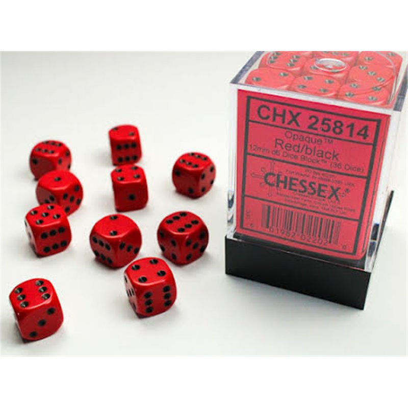 RSL Gaming AB | Opaque 12mm d6 Red/black Dice Block (36 dice)