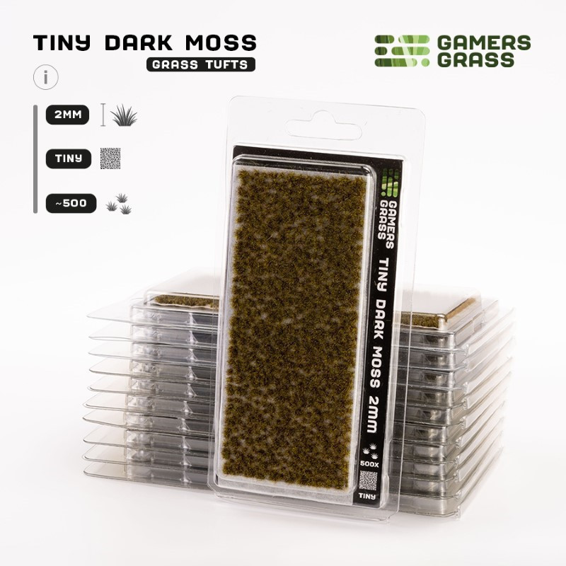 Tiny tufts dark moss