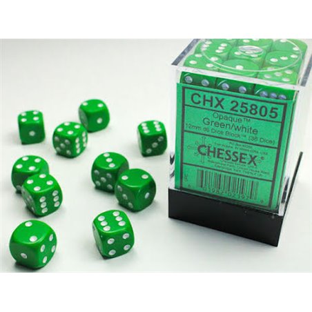 RSL Gaming AB | Opaque 12mm d6 Green/white Dice Block Dice Block (36
dice)