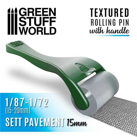 RSL Gaming AB | Rolling pin with Handle - Sett Pavement - 15mm (1/87 - 1/72)