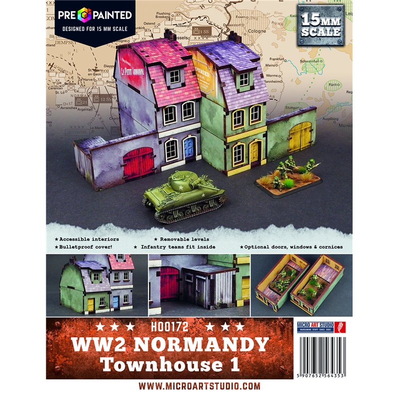 RSL Gaming AB | WW2 Normandy Townhouse 1 PREPAINTED - 15mm