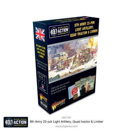 RSL Gaming AB | 8th Army 25 Pounder Light Artillery, Quad & Limber