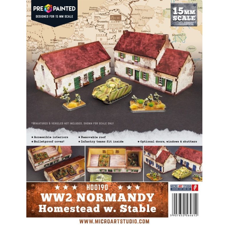 RSL Gaming AB | WW2 Normandy Homestead w. Stable - 15mm