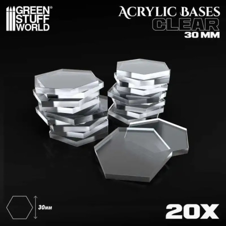 Acrylic Bases - Hexagonal 30 mm Clear