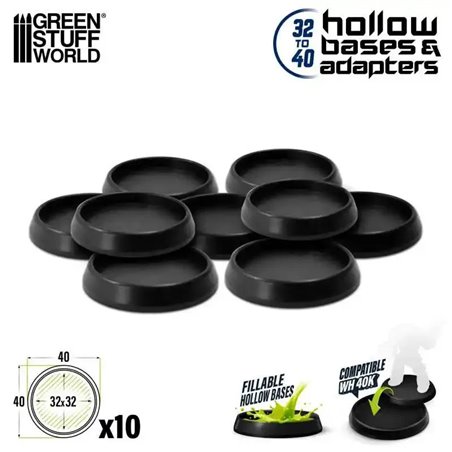 RSL Gaming AB | Hollow Plastic Bases - BLACK 40mm (10)