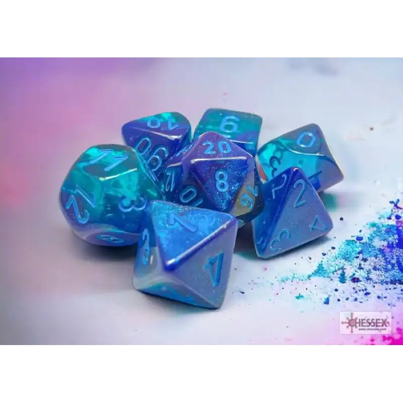 RSL Gaming AB | Gemini Blue-Blue/Light blue Luminary Polyhedral 7-Die Set