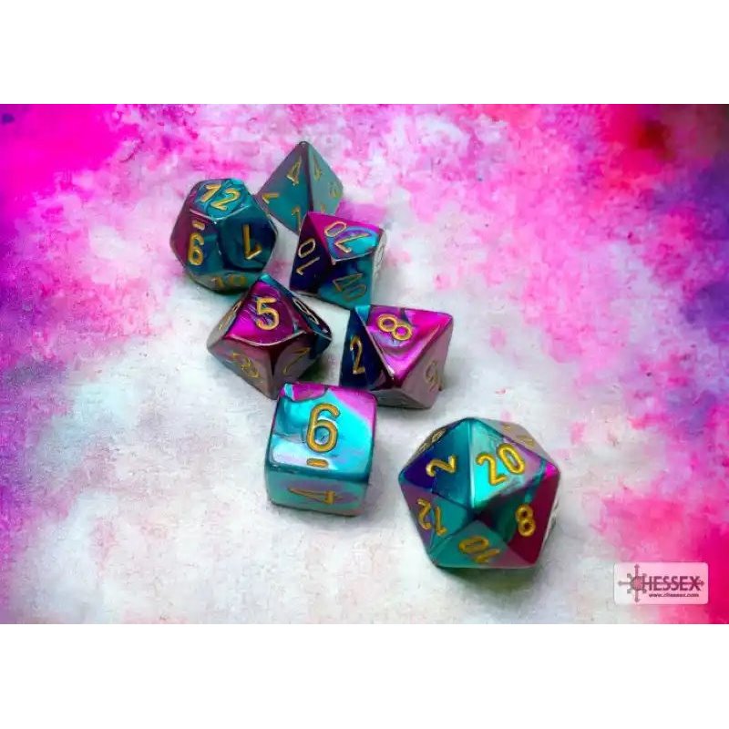 RSL Gaming AB | Gemini Purple-Teal/Gold Polyhedral 7-Die Set