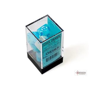 RSL Gaming AB | Gemini Pearl Turquoise-White/Blue Luminary Polyhedral 7-Die Set