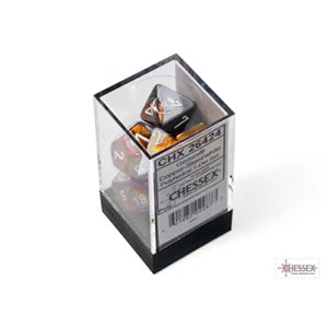 RSL Gaming AB | Gemini Copper-Steel/White Polyhedral 7-Die Set
