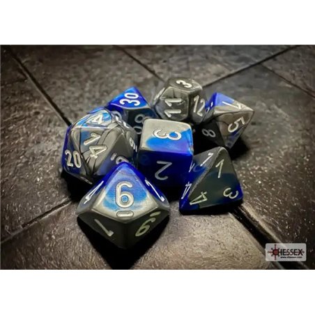 RSL Gaming AB | Gemini Blue-Steel/White Polyhedral 7-Die Set