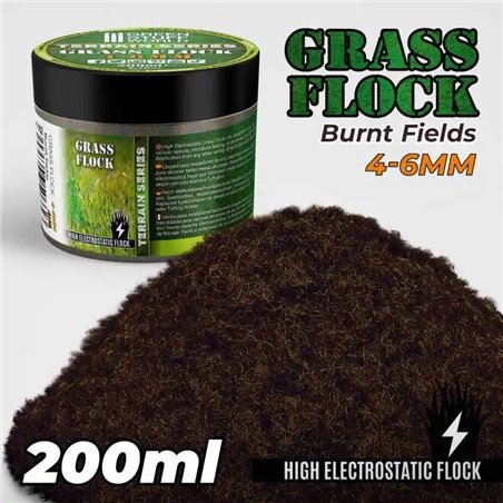 Static Grass Flock 4-6mm - BURNT FIELDS - 200 ml
