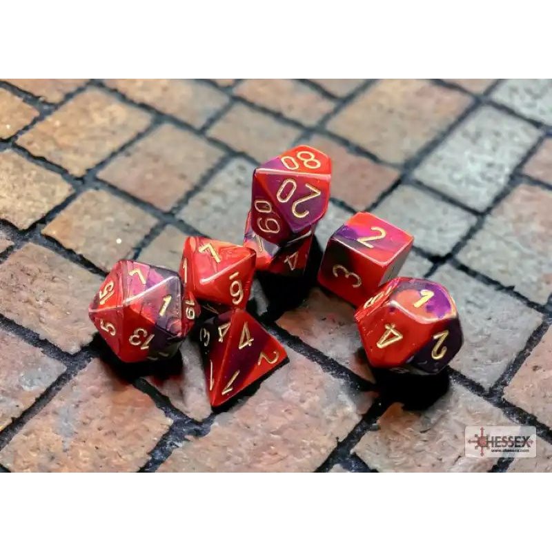 RSL Gaming AB | Gemini Purple-Red/Gold Polyhedral 7-Dice Set