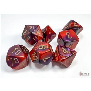 RSL Gaming AB | Gemini Purple-Red/Gold Polyhedral 7-Dice Set