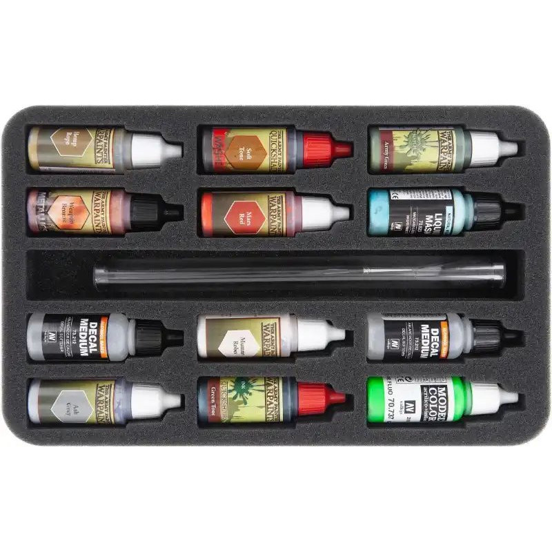 35mm HS Foam Tray - 12 Model Color Bottles & Paintbrushes